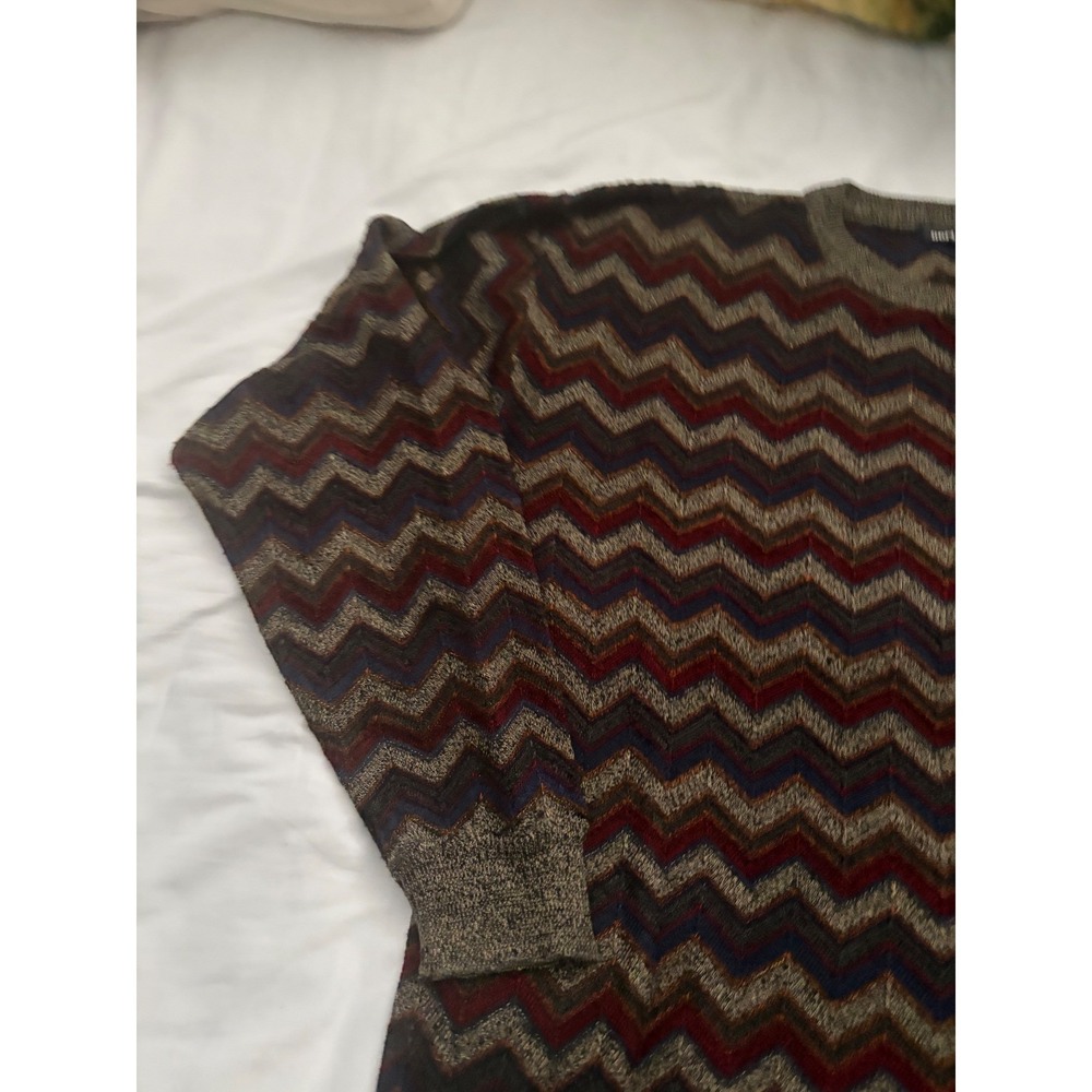 Northern Isles Mens Chevron Zigzag Knit Sweater Brown Burgundy Navy Large‎ L - Picture 3 of 4